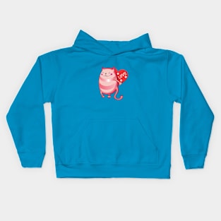 big heart pink cat Kids Hoodie